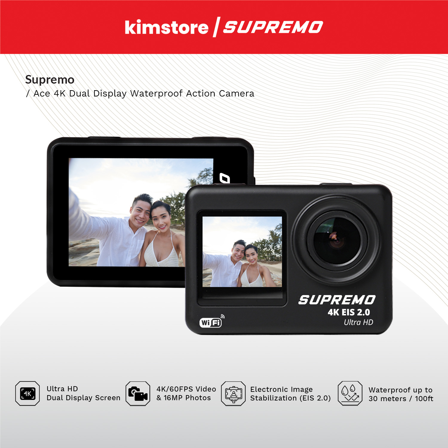 Supremo Premiere Supremo Action Camera Price Supremo Ace 4K Dual - Main Image