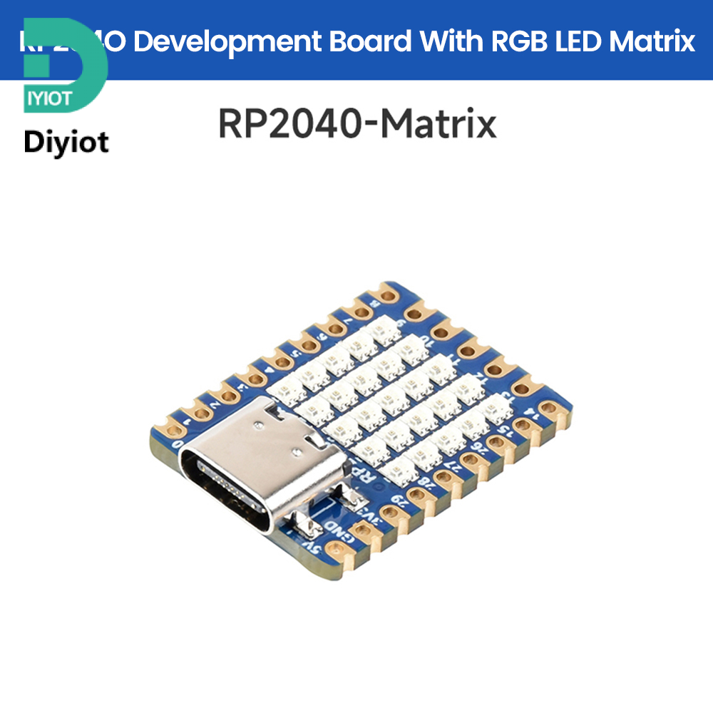 Diyiot RP2040 Mini Development Board 5 * 5 RGB LED Matrix Development Board Module Type-C Connector Support for MicroPython C/C++