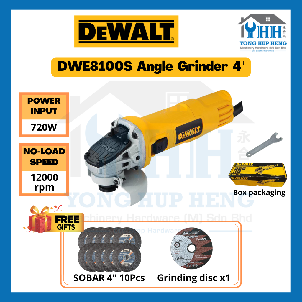 DEWALT DWE8100S-XD 720W Slide Switch Angle Grinder 4" 100mm | DWE8100S ...