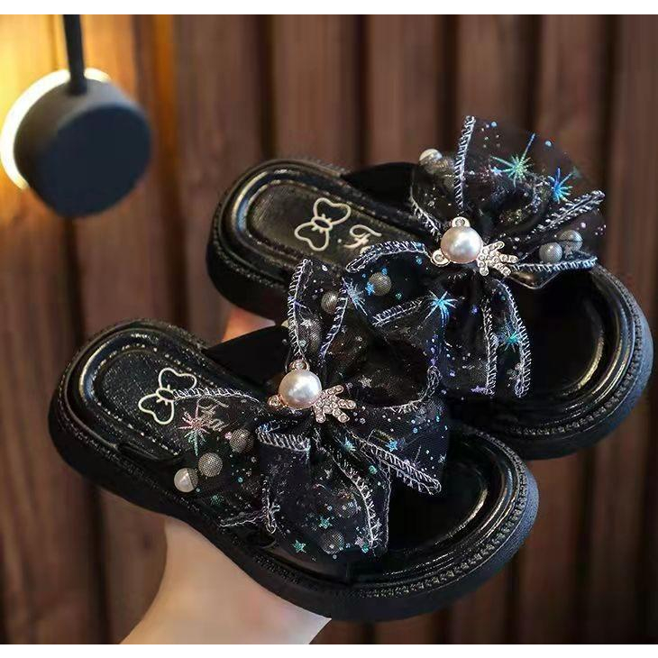 Dép bé gái sandal cho bé nơ ngọc DLG04