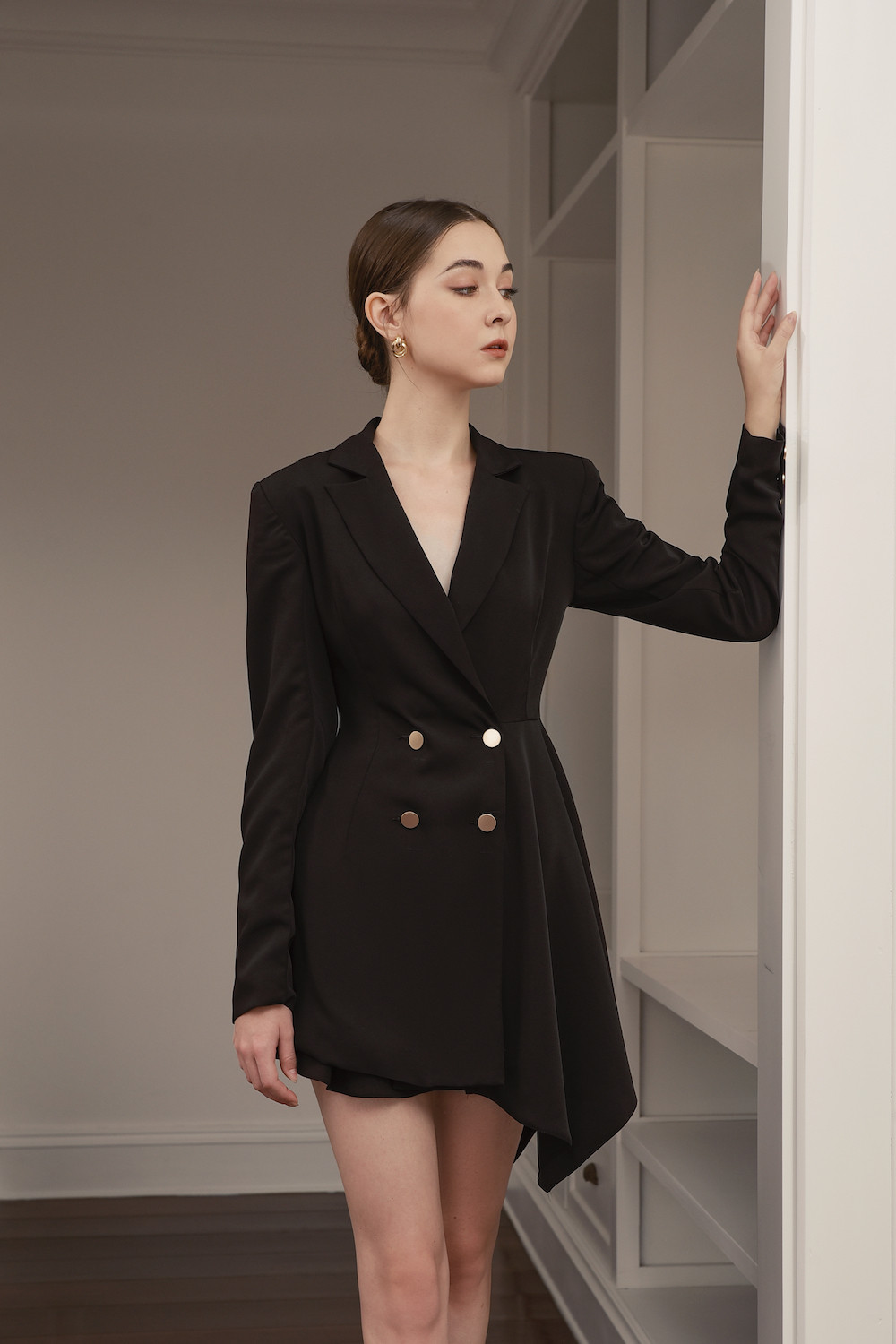 Đầm Vest Màu Đen Kiểu Pháp Đầm Ôm Thường Ngày Xếp Ly Cá Tính Mới 2022 Cho  Nữ  Lazadavn