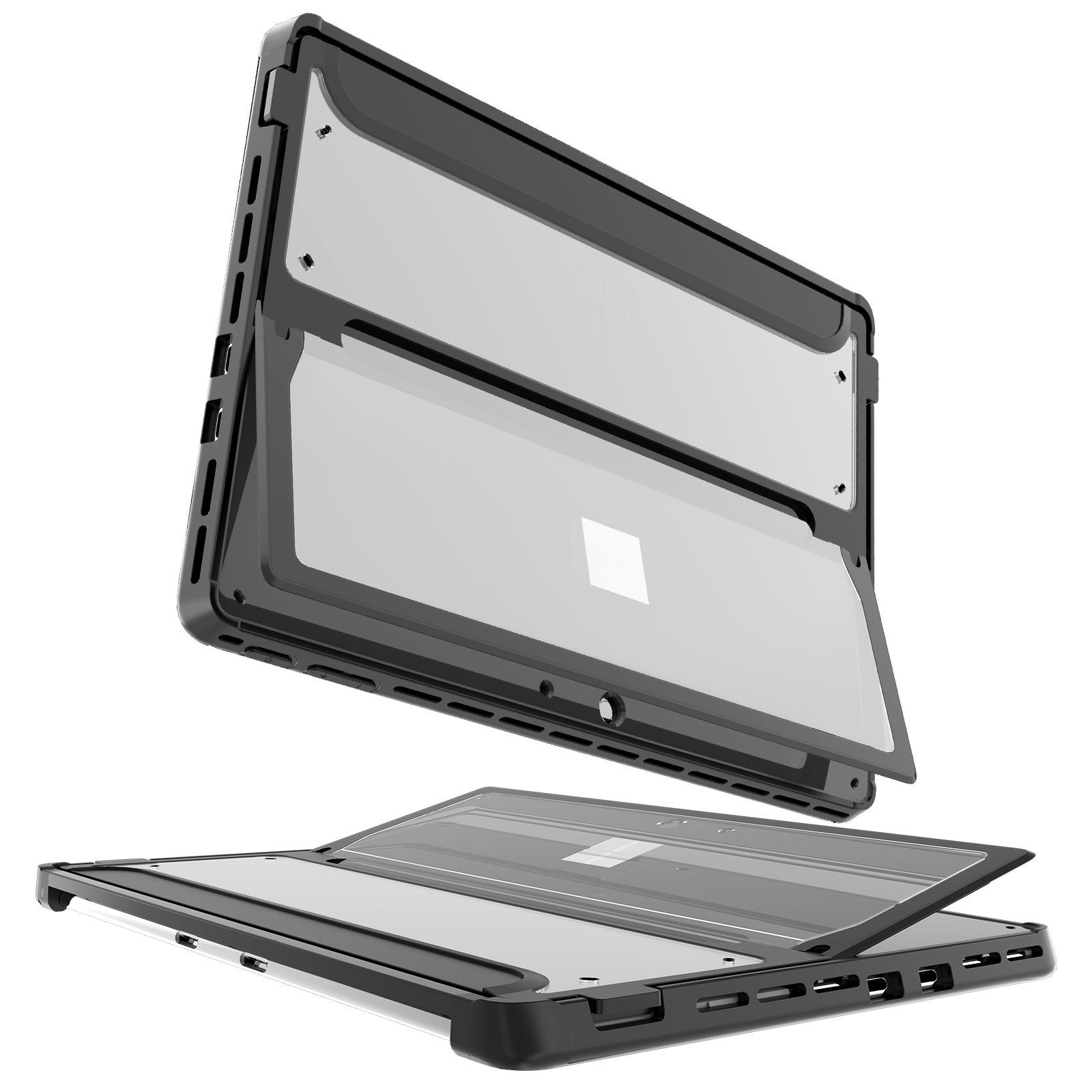 Tablet Protective Cover with Holder for Surface Pro 8/9 Tablet Accessories Part Black Transparent Anti-shock Protective Case