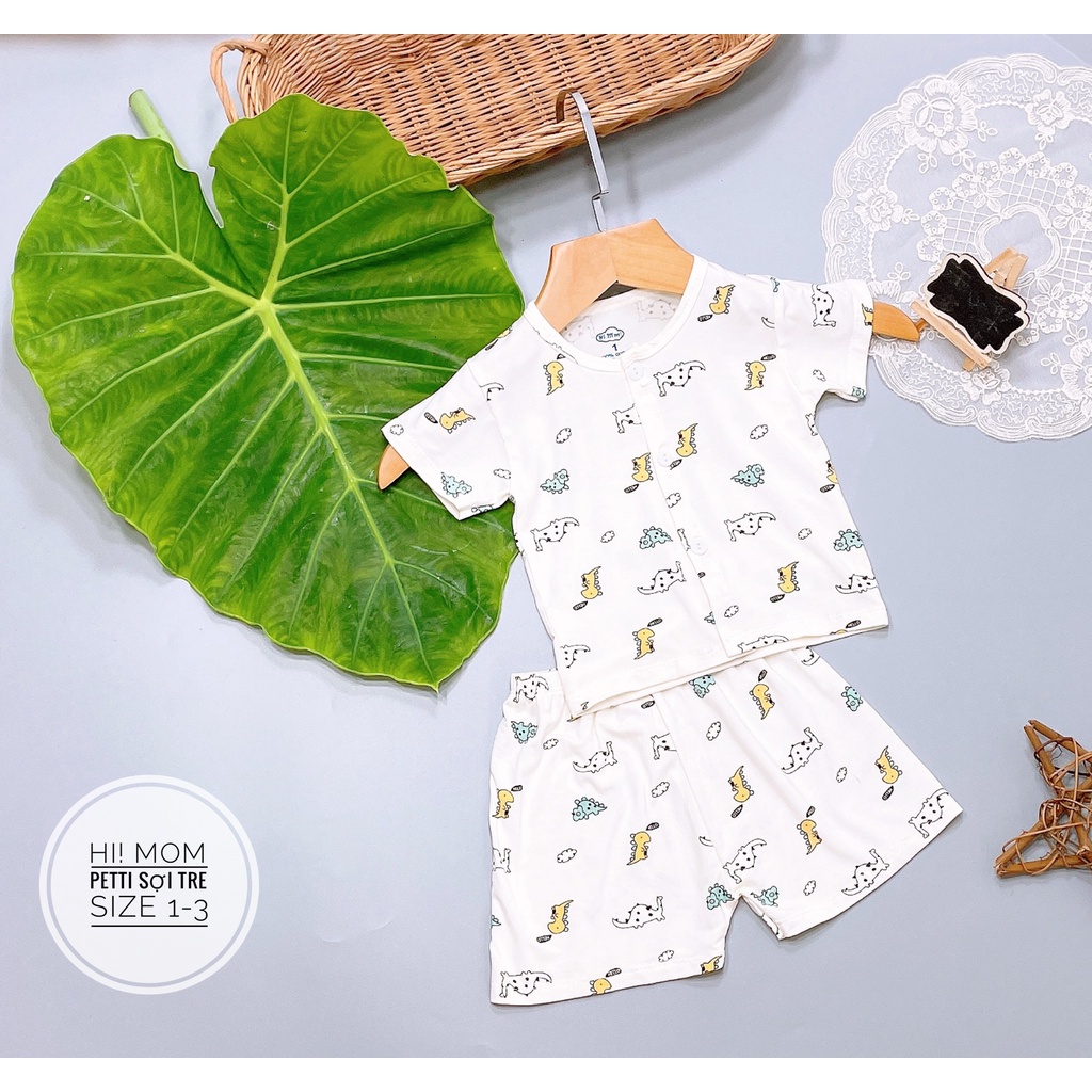 Hi.Mom. Bộ cộc tay petit cài thẳng mát lạnh cho bé sơ sinh