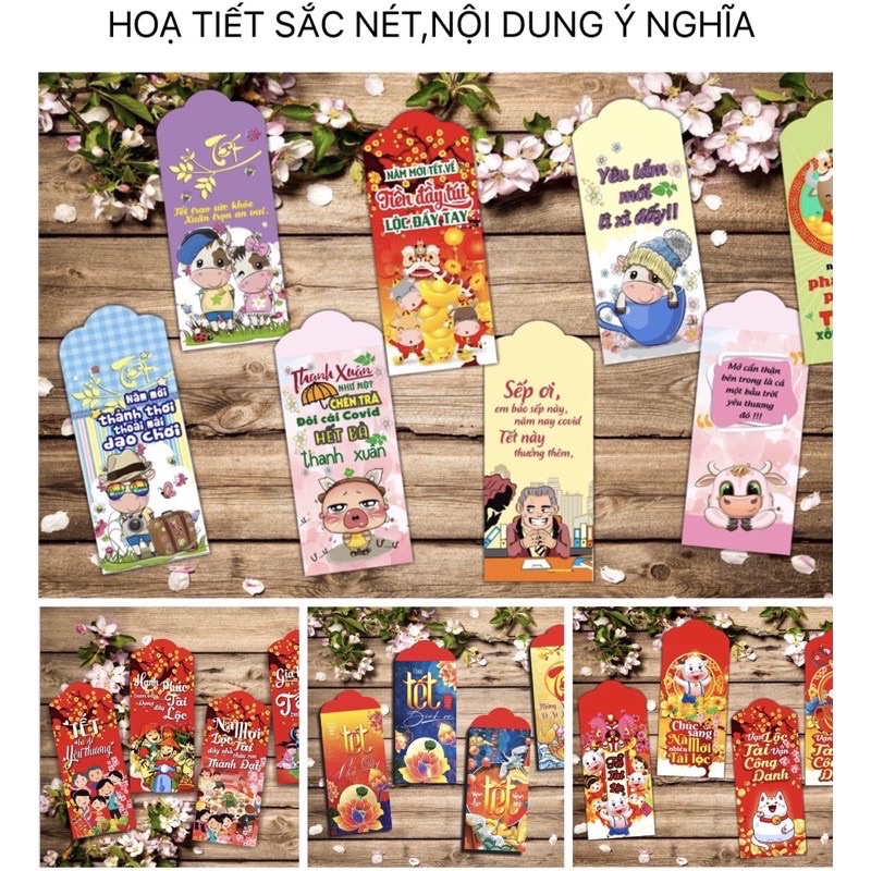 Túi 10 chiếc lixi mẫu mới (ĐẸP- ĐỘC-LẠ) 2023