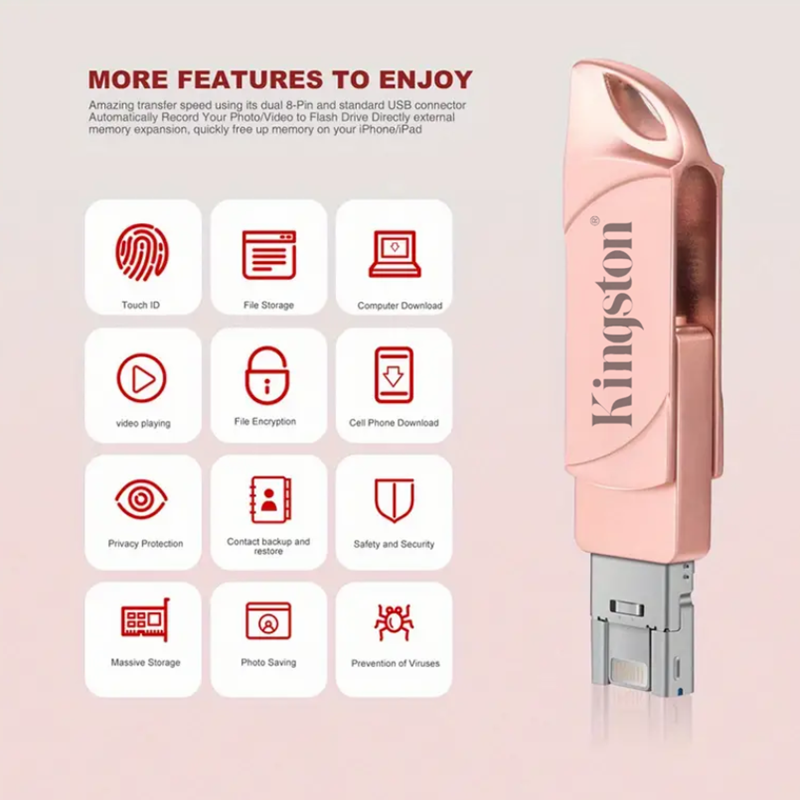 Kingston Pendrive 512GB 1TB xoay USB 3.0 ổ đĩa flash với Cổng type-C cho iPhone iPad Android