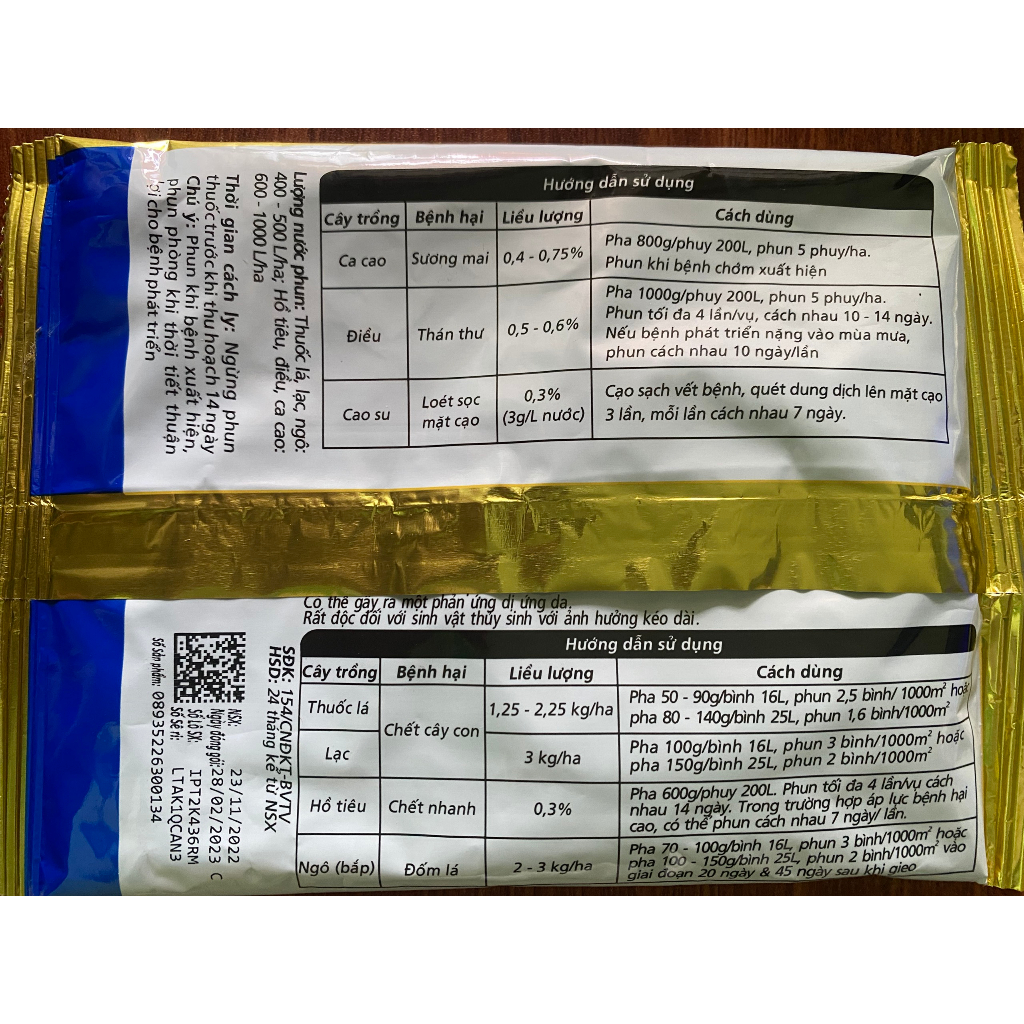 Thuốc trừ bệnh Ridomil Gold 68WG 100g  lưu dẫn 2 chiều