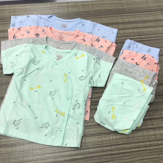 Bộ sơ sinh noubaby cúc lệch, cúc chéo cho bé.