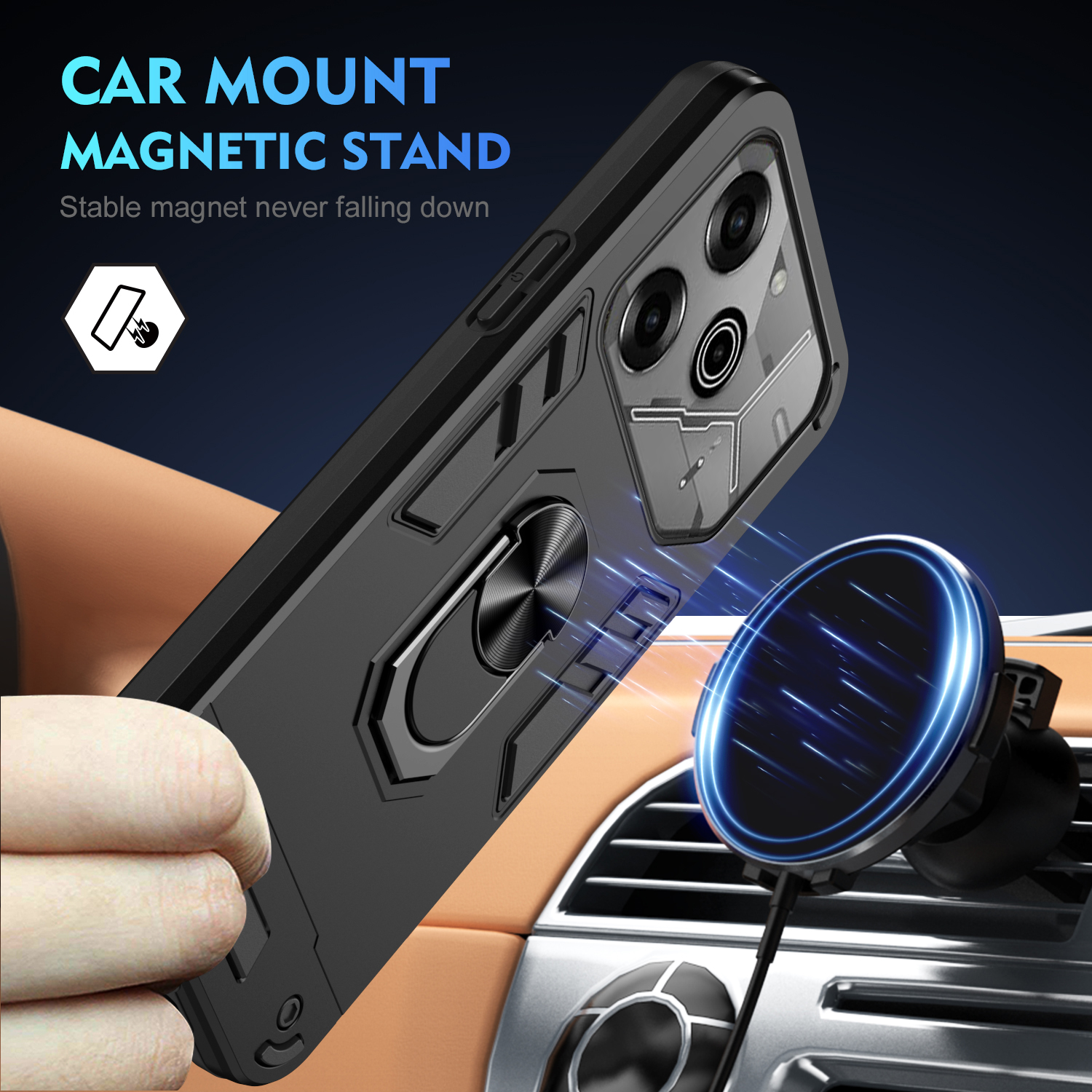 Phone cover For Tecno Pova 6 Pro case Shockproof Armor Stand with Holder Car adsorb Ring case shell For Tecno Pova 6Pro Cases Housing.