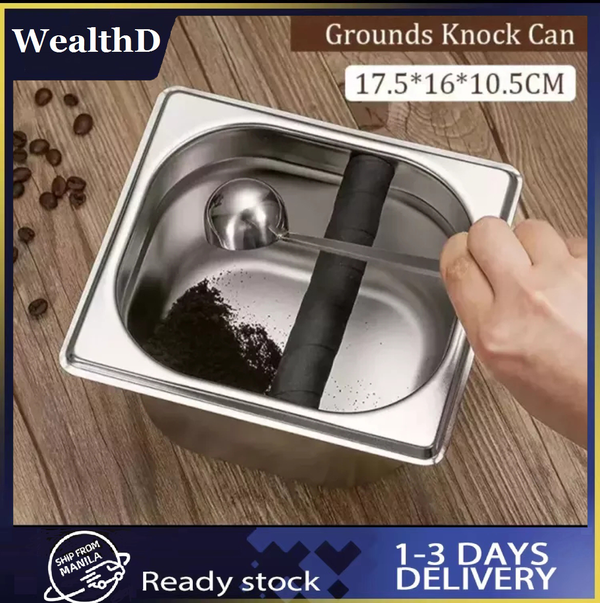 Coffee Knock Box Container Tray Bin For Coffee Kitchen Tool 17.5 *16 *10.5cm
