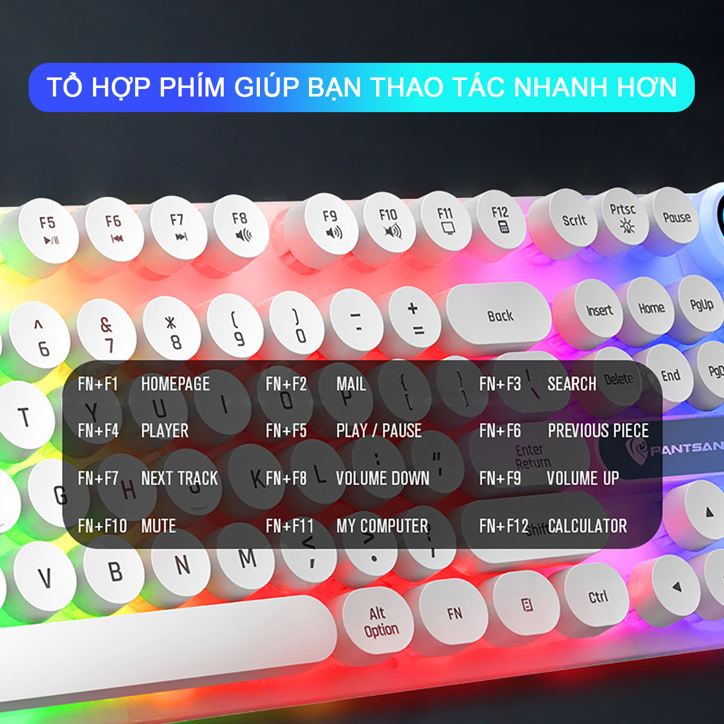 Bàn phím máy tính gaming giả cơ Sidotech SP100 thiết kế bàn phím nút tròn có Led RGB, cấu tạo công thái học cho cảm giác gõ chân thực, chống nước tiêu chuẩn, chuyên chơi game và làm việc văn phòng - Hàng chính hãng
