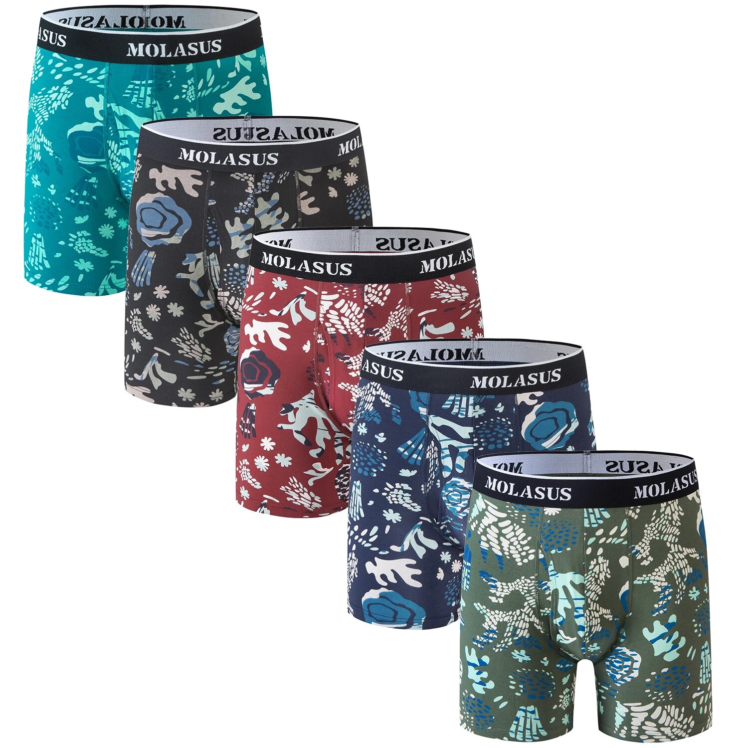 Molasus Mens Boxer Briefs Soft Cotton Underwear Open Fly Tagless Underpants  Pack of 7