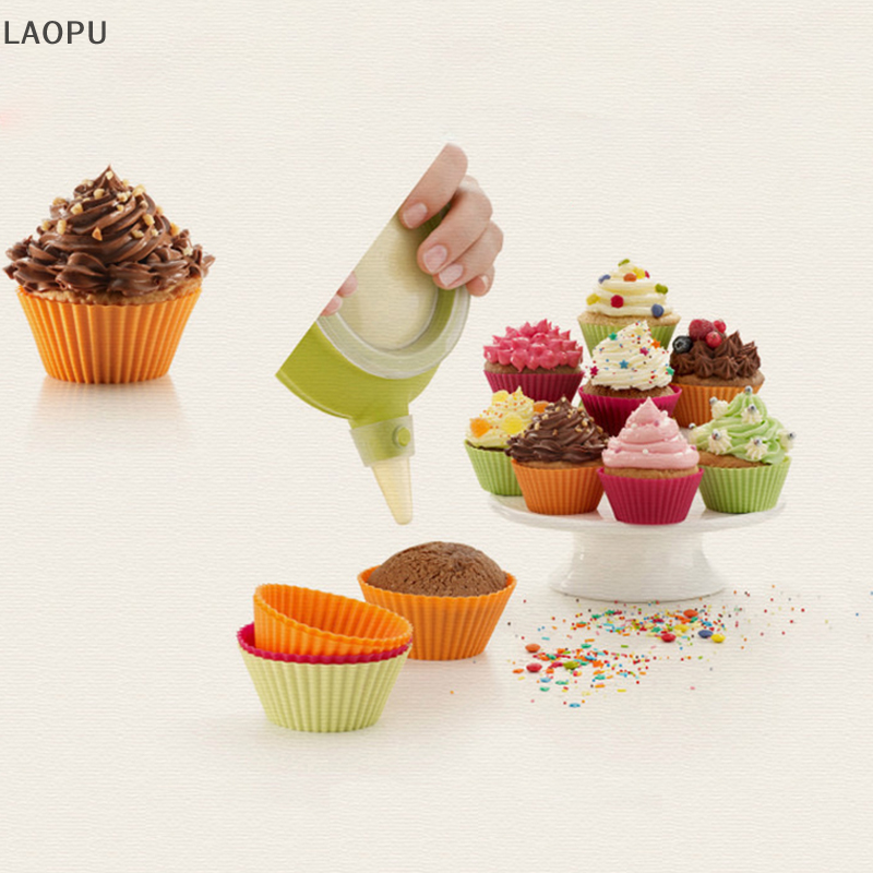 LAOPU 4Pcs Silicone Cake Cup Liner Baking Cup Mold Muffin Round Cakecup Cake Tool