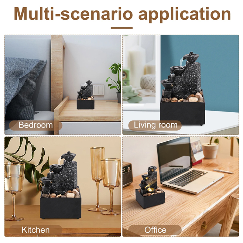 Tabletop Waterfall Decor Water Fountain Desktop Ornaments Feng Shui Flowing Water Waterfall Tabletop Landscape Decoration. 