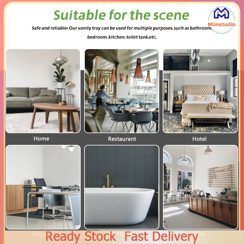 Mlinstudio Rectangle Bathroom Countertop Tray Dressing Table Melamine Jewelry Holder Towel Storage