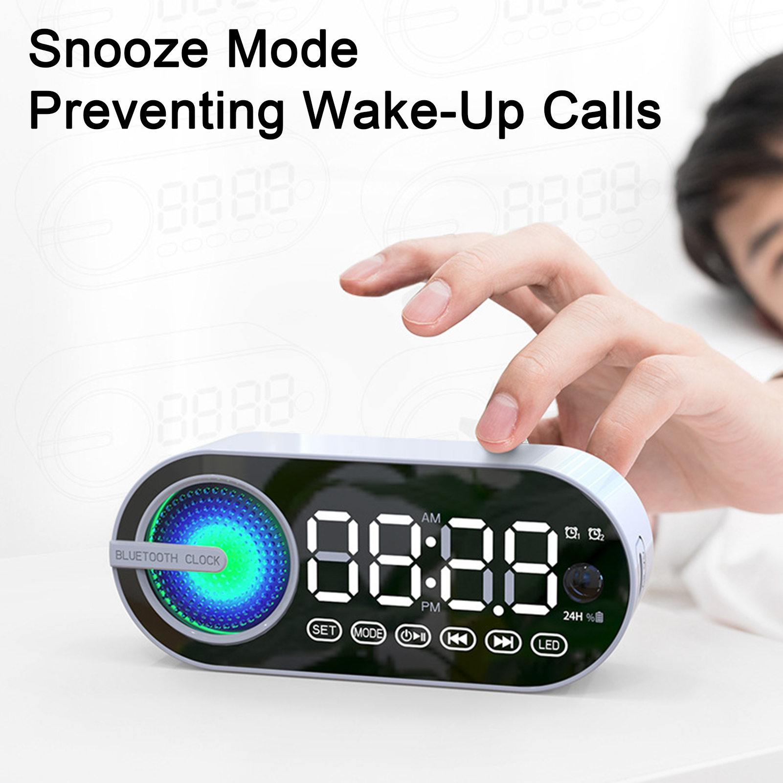 Wireless Speaker with Stereo Structure Speaker with Cool Colorful Lights Portable Wireless Speaker with Mirror Clock Immersive Sound Enhanced Bass Bluetooth 5.0 Speaker