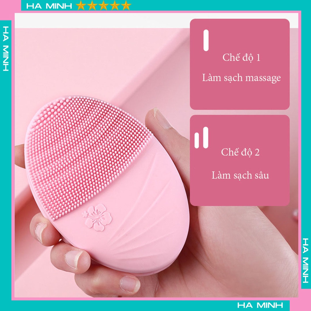 Máy rửa mặt PINKEGGS từ silicon hỗ trợ massage chống thấm nước