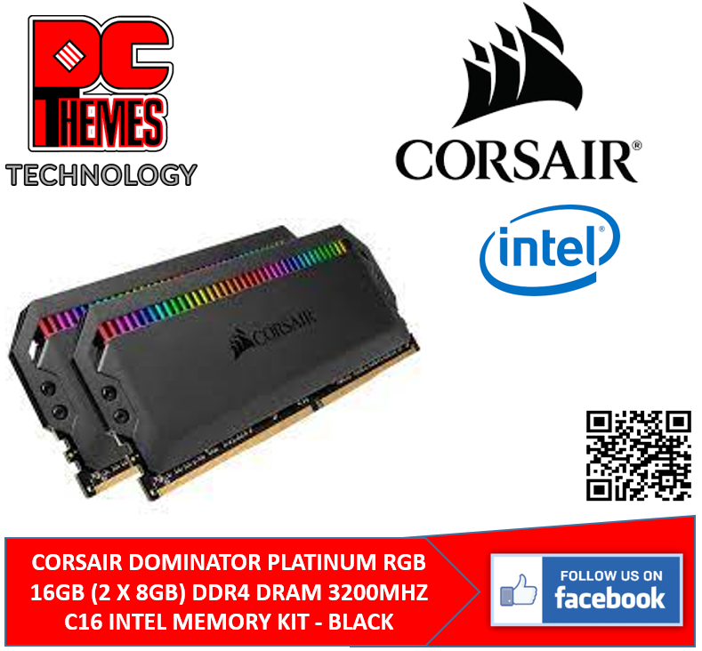 CORSAIR DOMINATOR PLATINUM RGB 16GB (2 X 8GB) DDR4 DRAM 3200MHZ