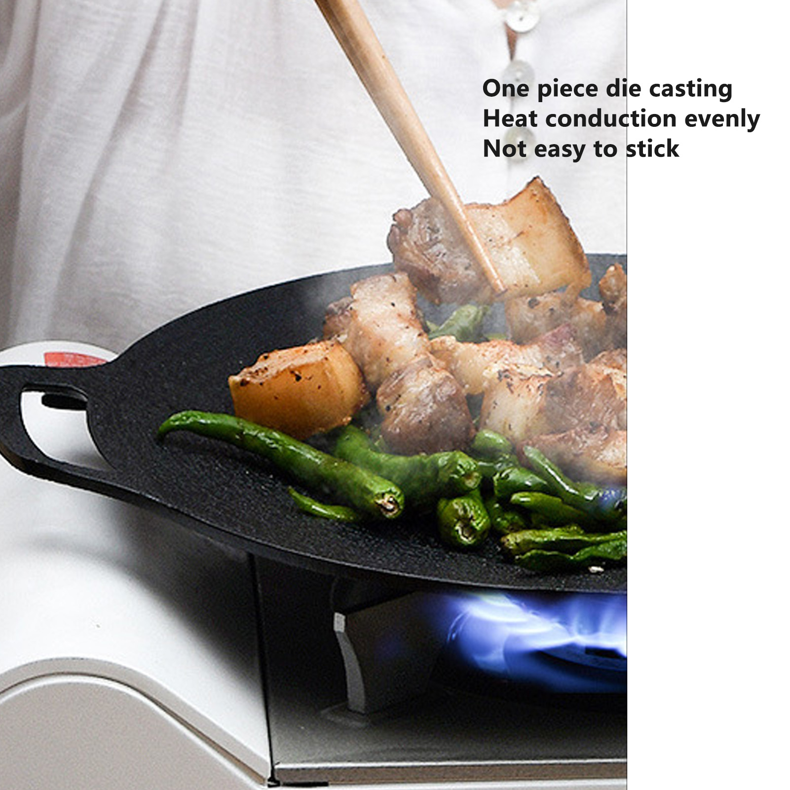 Cast Iron Griddle Reusable Easy To Clean Even Heating Round Cast Iron  Griddle Convenient Quick for Camping for Hiking