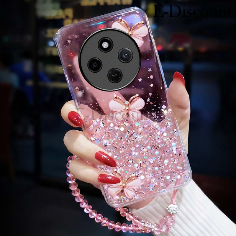 Dongzhu%20New%20Phone%20case%20Redmi%2014C%20Back%20cover%20Sparkling%20Star%20Moon%20Soft%20Silicone%20Transparent%20Butterfly%20+%20Crystal%20Chain%20for%20Xiaomi%20Redmi%2014C%20case%20-%20Image%203
