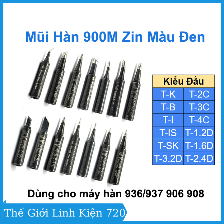 Mũi hàn 900m zin màu đen dùng cho máy hàn, trạm hàn 936/937 906 908