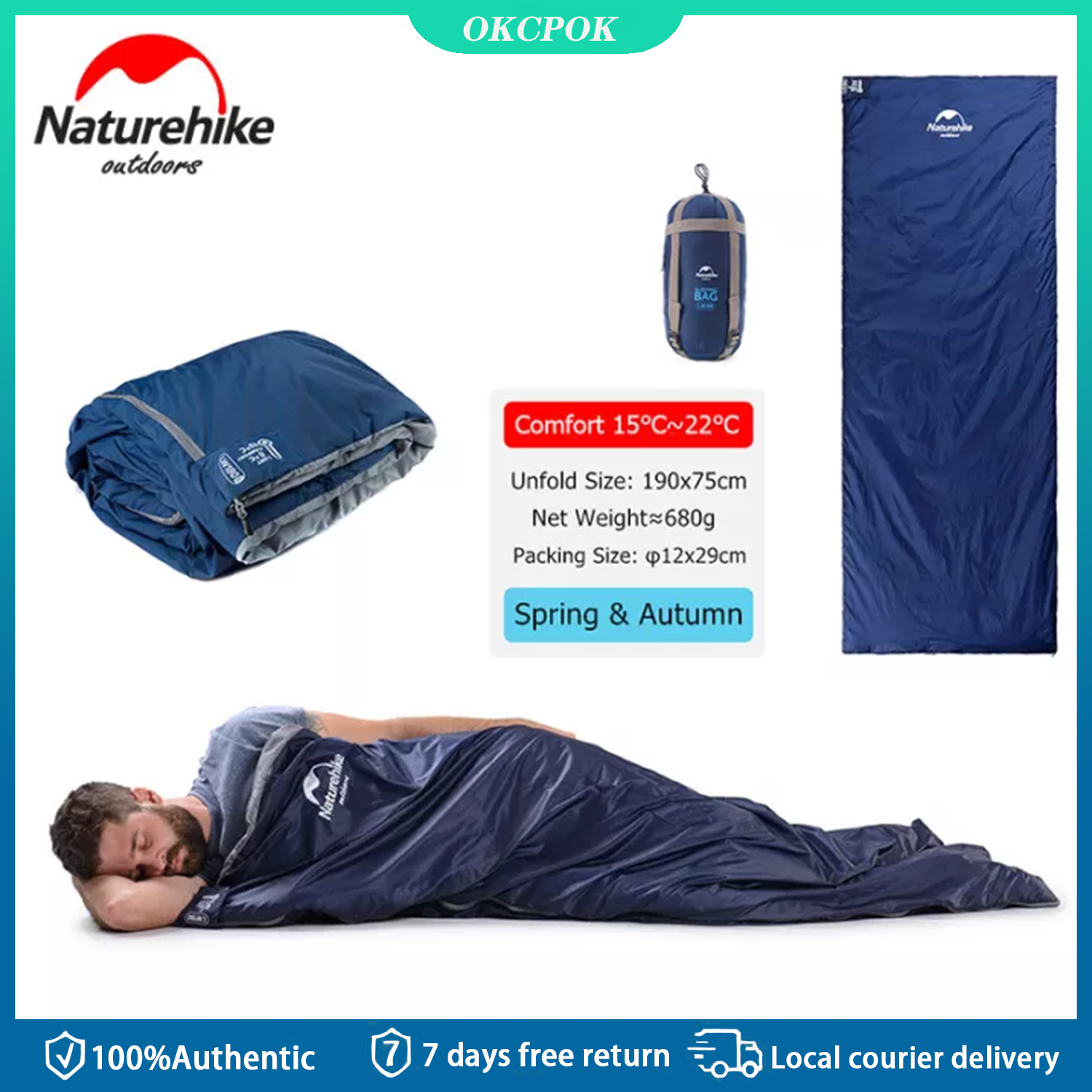 Naturehike Portable Sleeping Bag Ultra Light Waterproof Cotton Sleeping