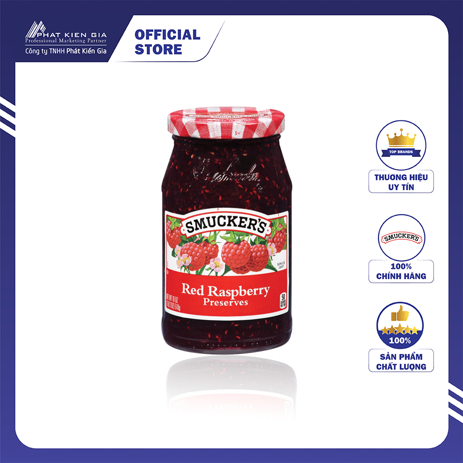 Mứt Mâm Xôi Đỏ Smucker's 340g - Nhập Khẩu Mỹ | Smucker's Red Raspberry Preserves 340g