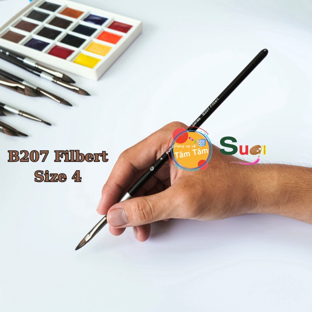 Cọ Vẽ Lông thú ( Lông Sóc )  Sunway Đầu Oval  B207 Filbert  Brush - Tâm Tâm - Sugi Art Shop