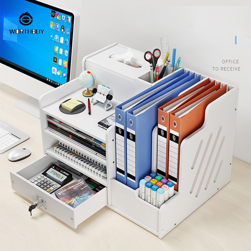 Desktop bookshelf Multi-layer A4 document storage rack Multi-functional data organization book shelf Office document shelf