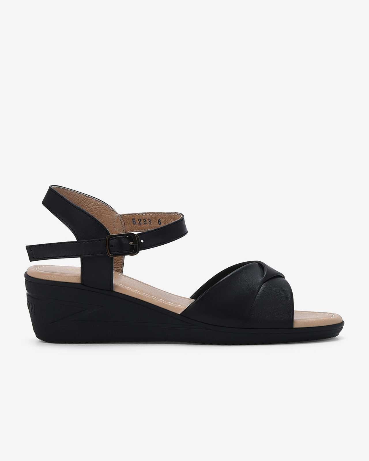 Sandal cao gót nữ Đông Hải quai ngang ôm chân da cao cấp đế xuồng 5cm - S5283