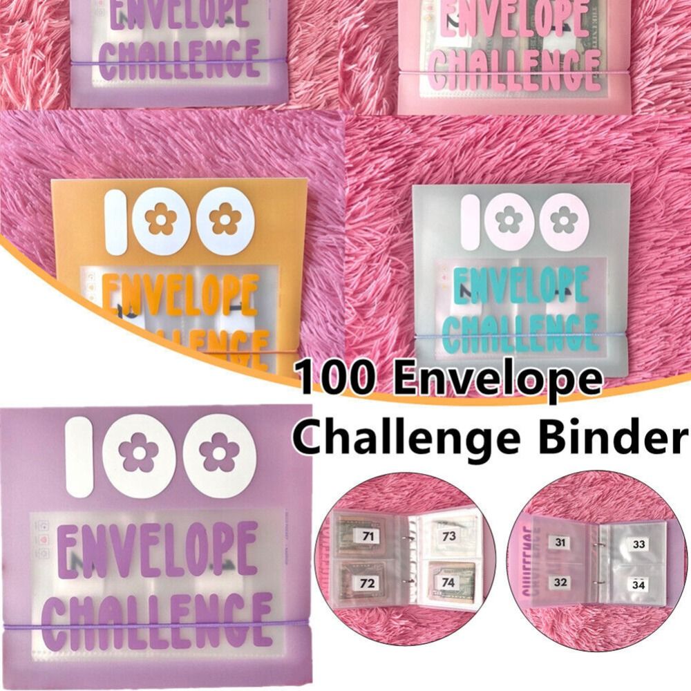 FGHJD Money Binder for Saving 100 Envelopes Saving Challenge Binder Binder for Budgeting With Cash Envelopes Financial Management Binder Reusable Cash Planner Budget Book Home Office