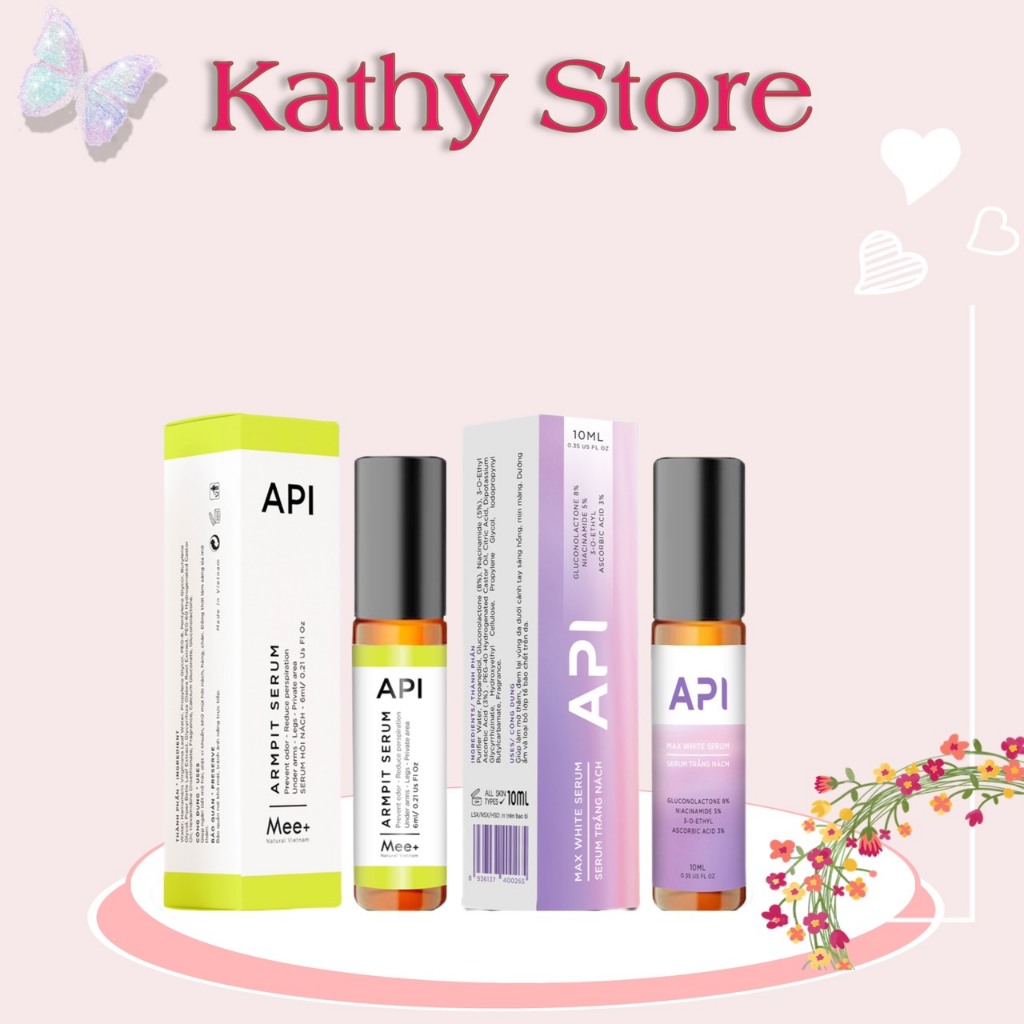 Bộ đôi lăn khử mùi hôi nách + dưỡng trắng nách api 10ml | son nách api khử mùi hôi, mờ thâm nách
