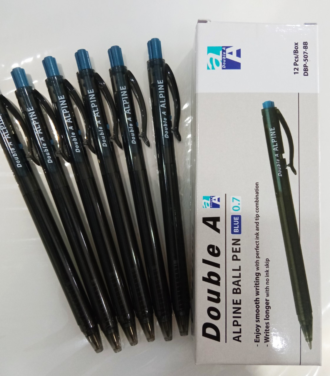 Bút bi Double A Alpine ngòi 0.7mm (Mực Xanh)