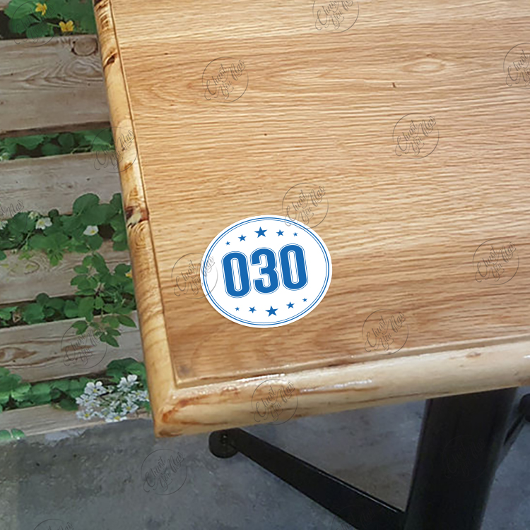 Waterproof checkered number sticker set with glue available