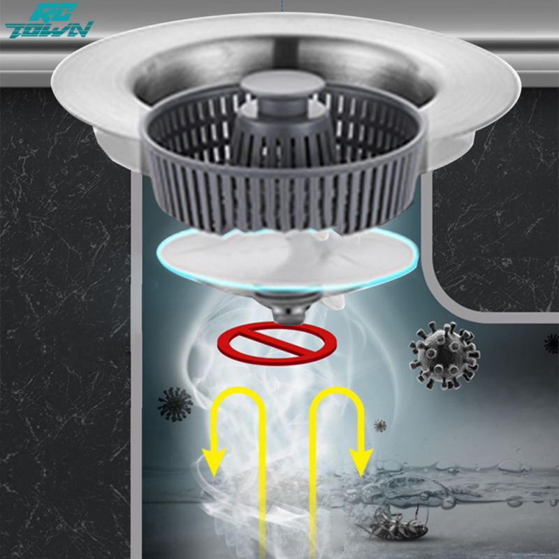 Kitchen Sink Drain Strainer With Portable Handle Stainless Steel Sink Drain Strainer Rust-proof Scratch-resistant Sink Stopper