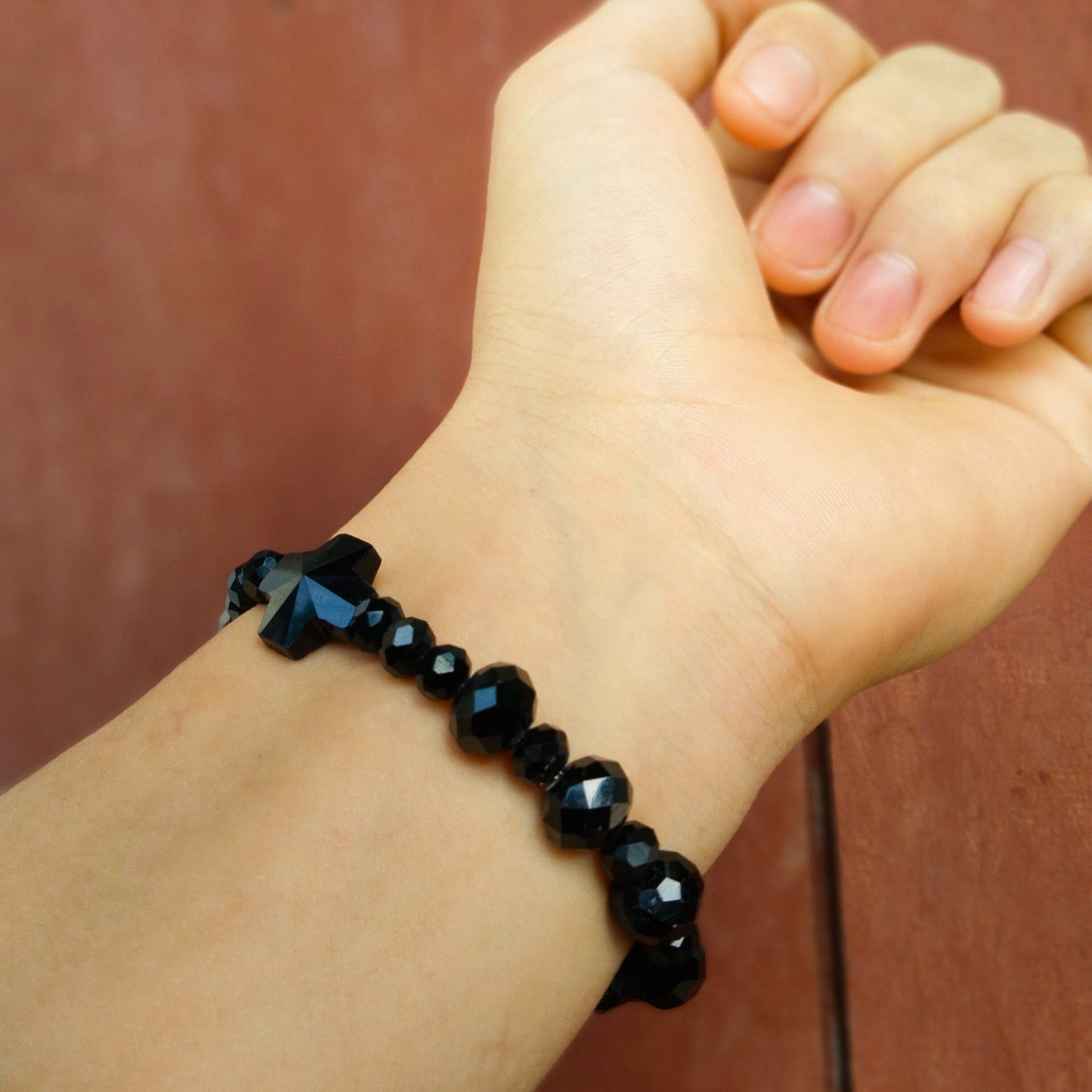 Chuỗi Tràng Hạt Mân Côi - Đá Pha Lê Đen