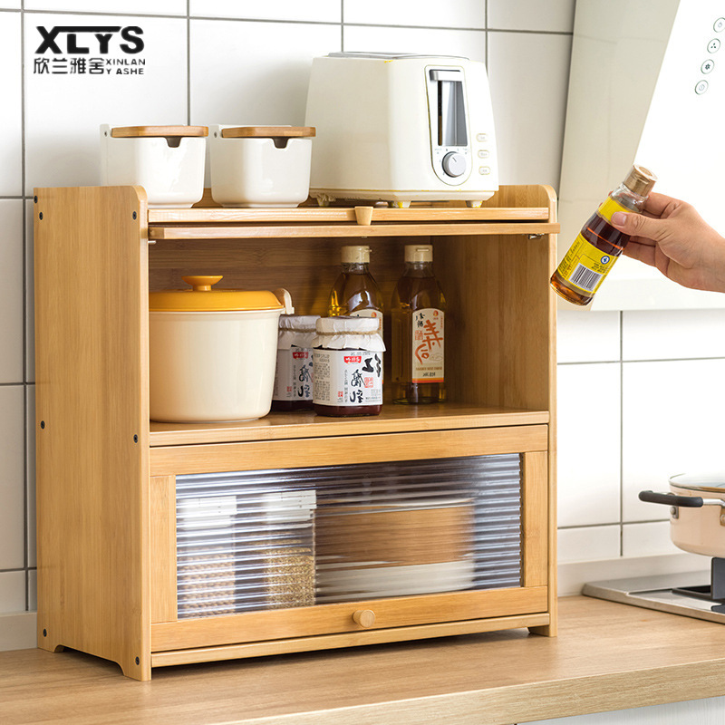 Kitchen shelf, spices, dishes, storage shelves, microwave countertop, multi-layer storage cabinets