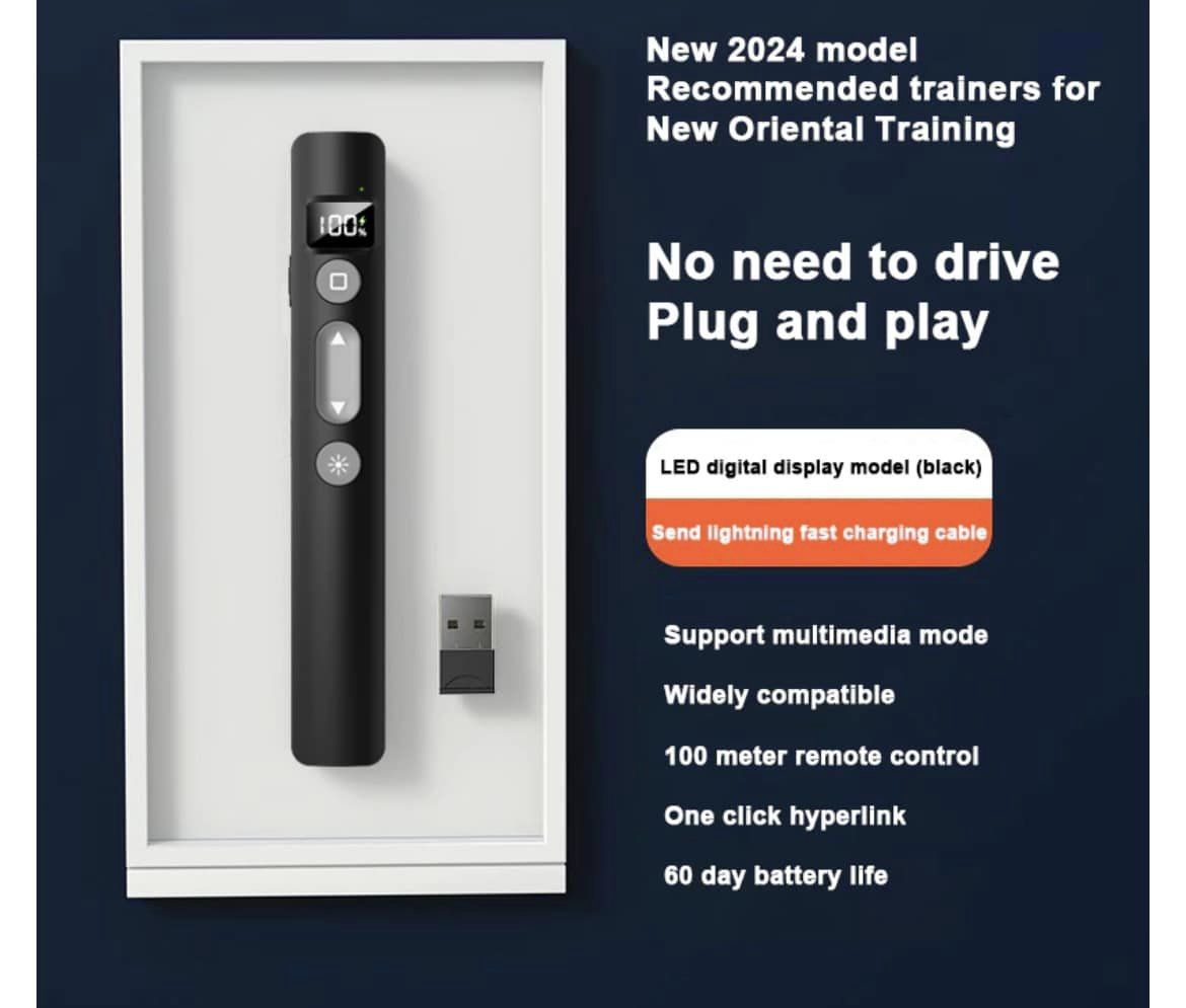 Wireless Presenter With LCD Display, Laser Pointer Laptop Remote Control Flip Pen For Powerpoint Presentation PPT Slide Advancer Pointer Pen with Red Light. 