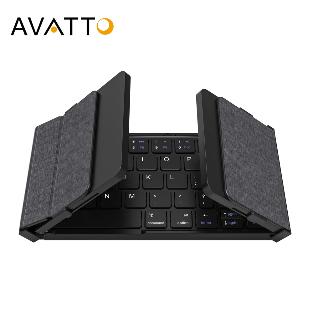 AVATTO Portable Mini Folding Wireless Bluetooth 5.1 Keyboard With 3Channels Connection For Windows Andro IOS Tablet Ipad Phone