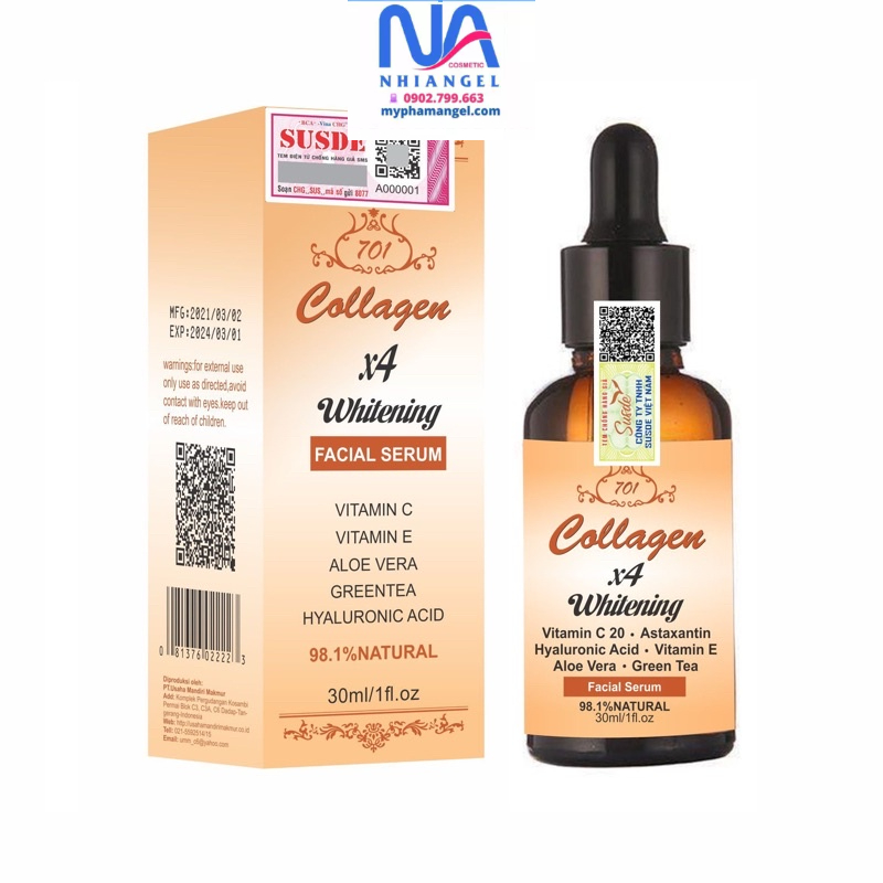 Serum dưỡng trắng da collagen plus vit E 701