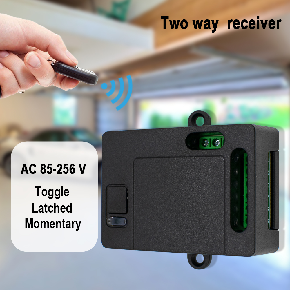 AC 85-256V Garage Gate Door 433MHz Remote Control Switch 2 Relay With ...