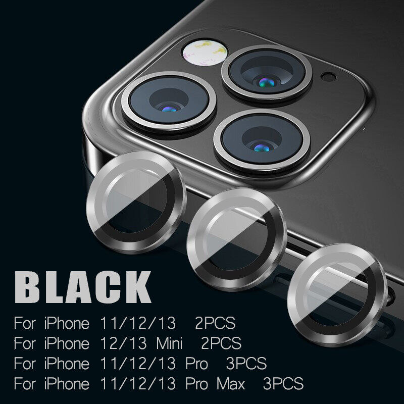 BOCH Camera Lens Protector For iPhone 14 Pro Max Plus 13 12 11 Pro Max Mini Premium HD Tempered Glass Metal Ring Aluminum Alloy Lens Screen Cover Film Ready Stock