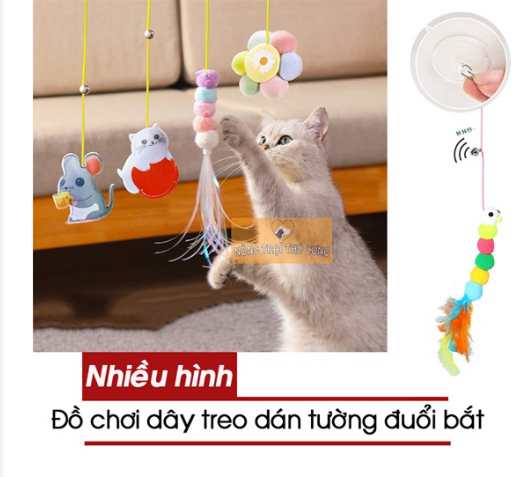 Đồ chơi mèo dây treo dán tường - nôngtrạithúcưng.com
