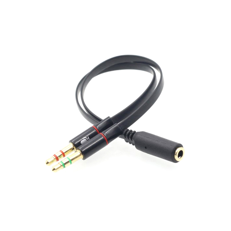 3.5mm TRRS Adapter 2 Male 1 Female mini 3.5mm Jack 4 pin Splitter Stereo Audio Microphone Flat Cable Socket to 2 3pin Connector. 