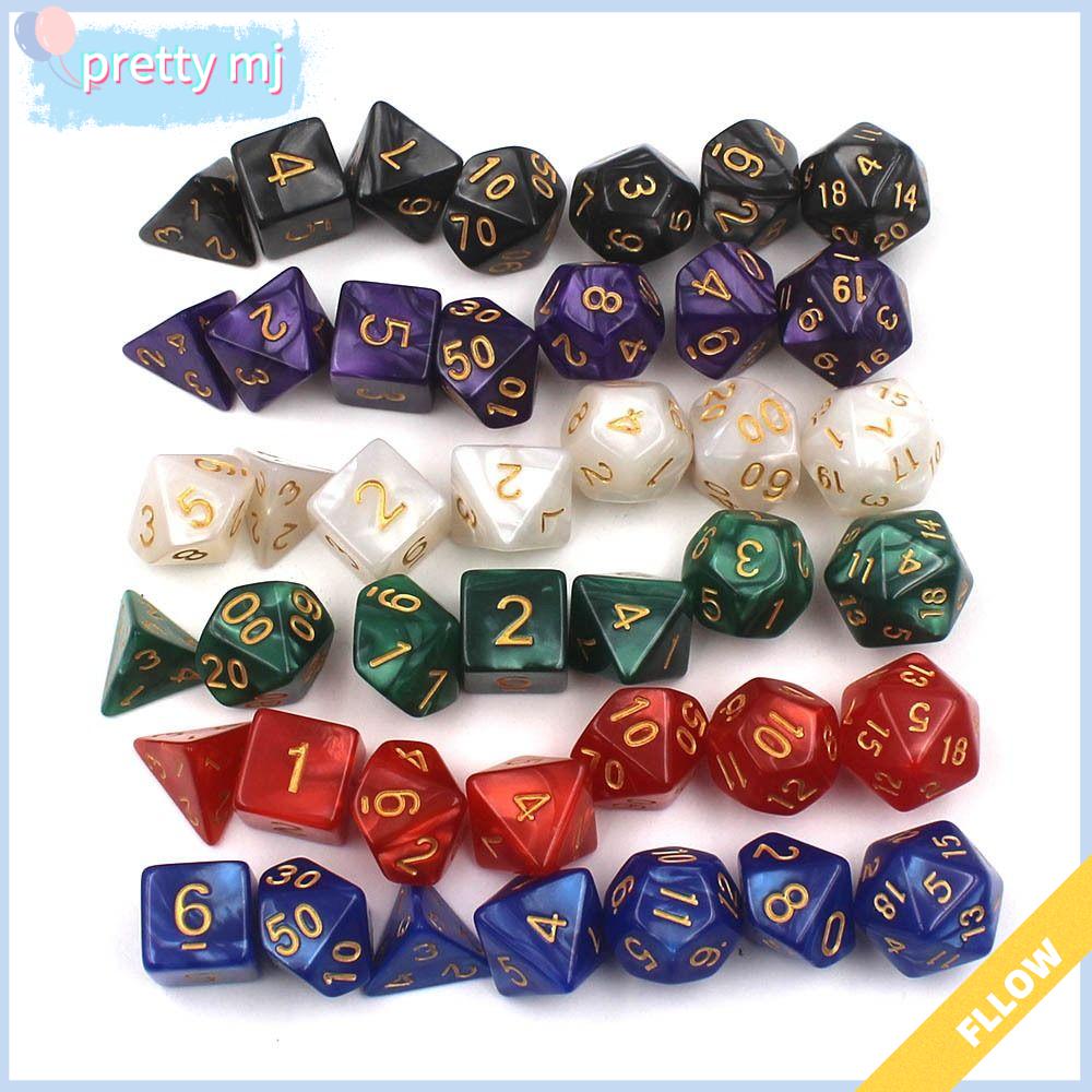 Khá MJ 7 cái/Bộ trò chơi trên bàn DND DICE D4 D6 D8 D10 D12 D20 7-Die xúc xắc đa diện nhiều mặt Acrylic trò chơi xúc xắc trpg DND