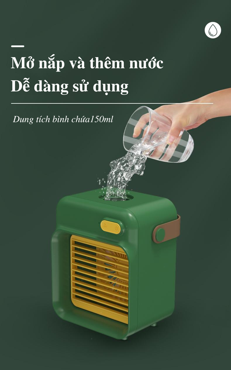 Quạt điều hòa mini, máy phun sương, máy lạnh hơi nước để bàn, làm lạnh nhanh, sạc pin tích điện