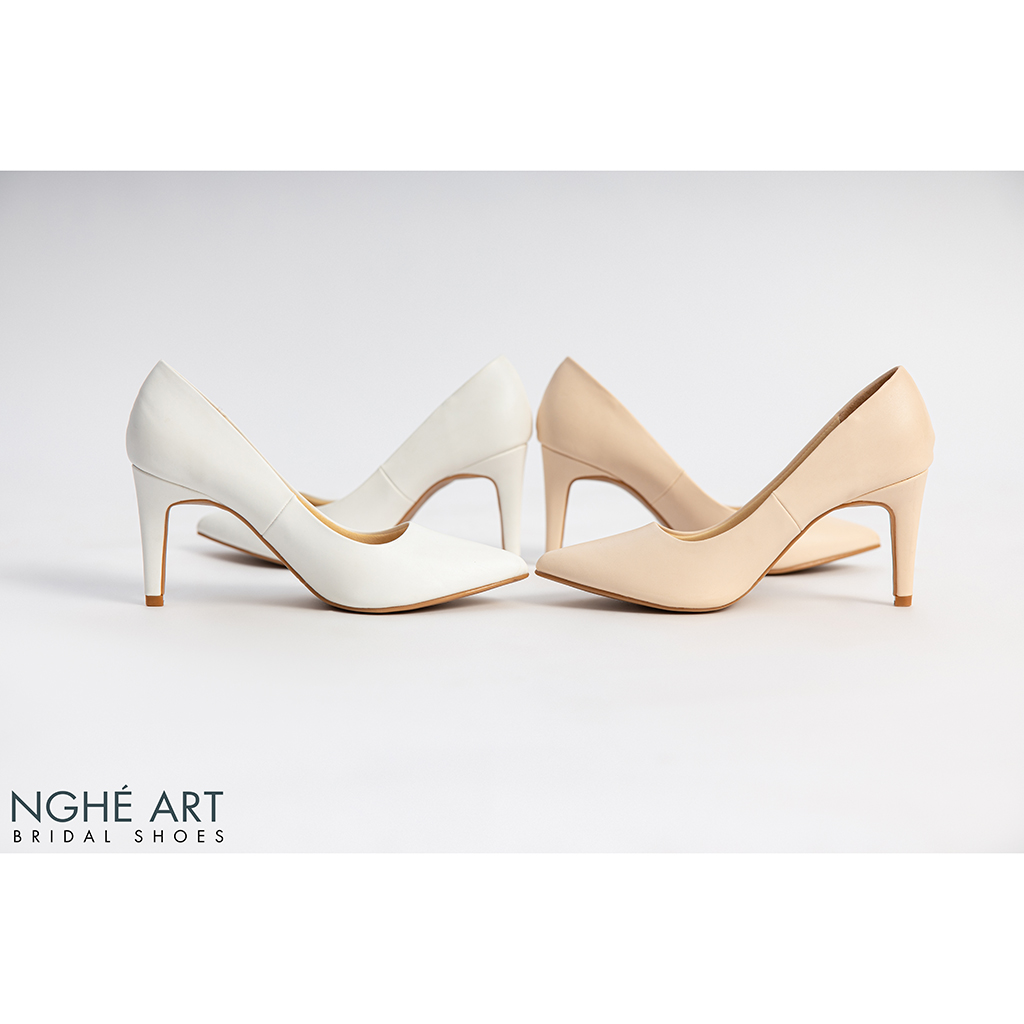 Giày cưới Nghé Art basic bít mũi gót nhọn 189 trắng