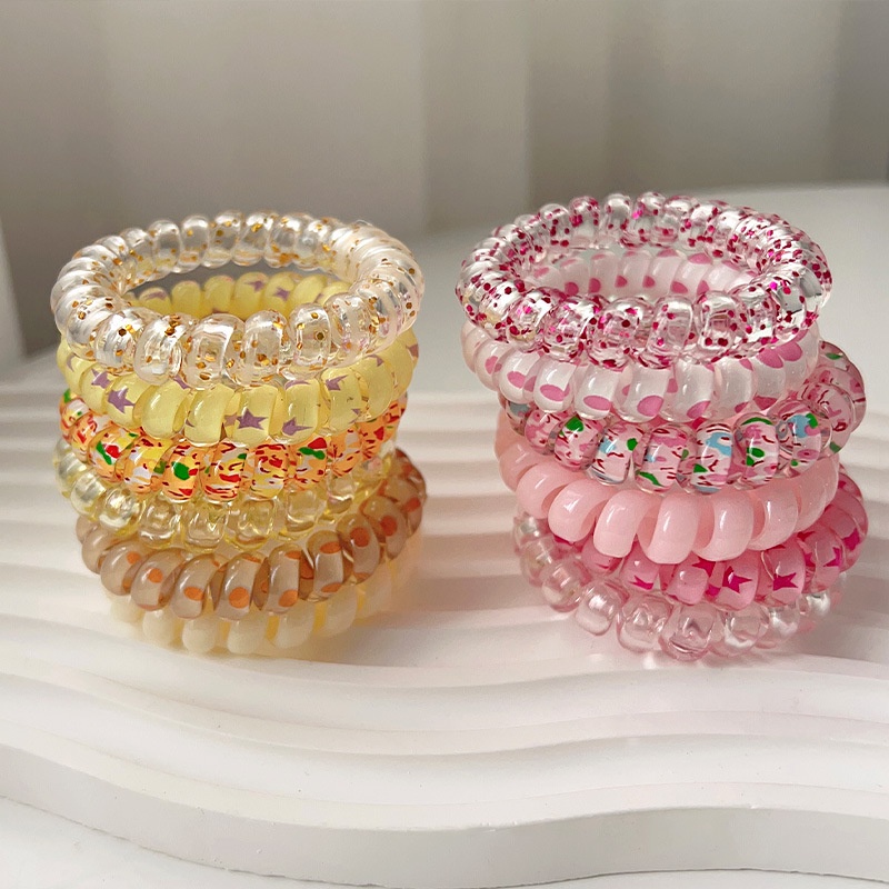 Set 6 dây cột tóc lò xo nhiều màu sắc dễ thương