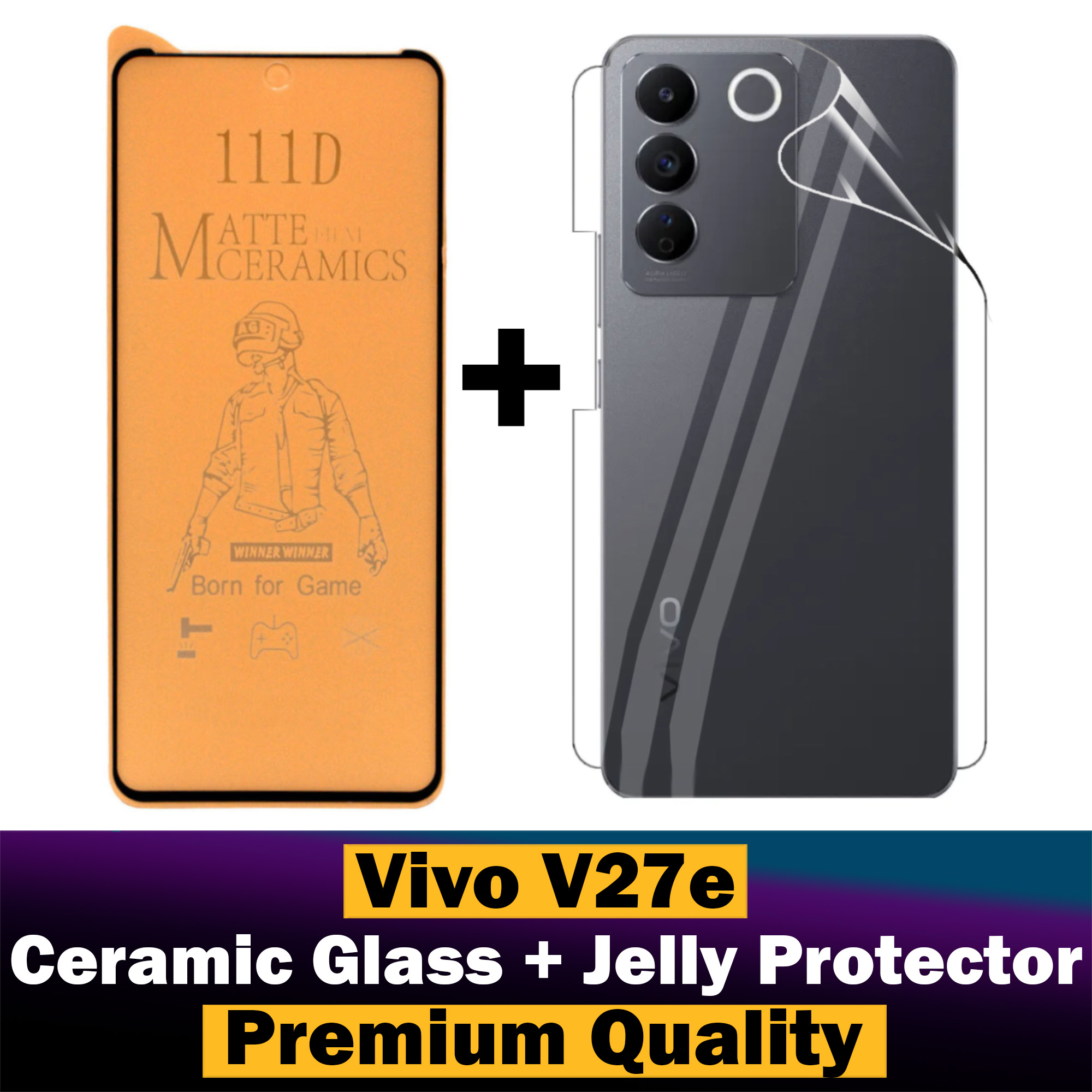 Vivo V27e Matte Glass Protector Ceramic Glass + Back Protector Transparent Hydrogel Soft Film jell Protection For Vivo V27e. 