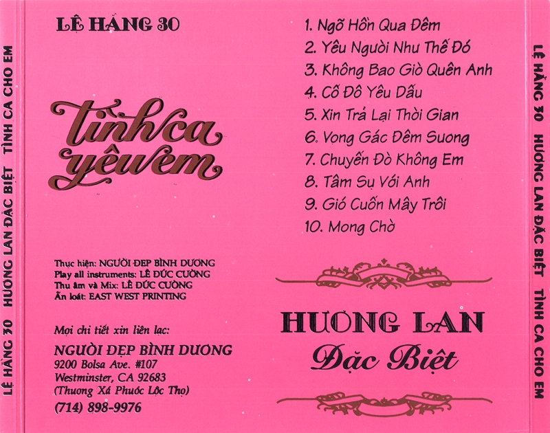 Lệ Hằng CD30 - Tình Ca Yêu Em - Hương Lan