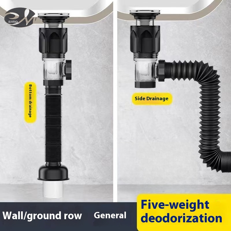 Horizontal and vertical universal washbasin sewer pipe surface, basin drainer, anti-odor drainage pipe, countertop, hand pool, leaking plug accessories